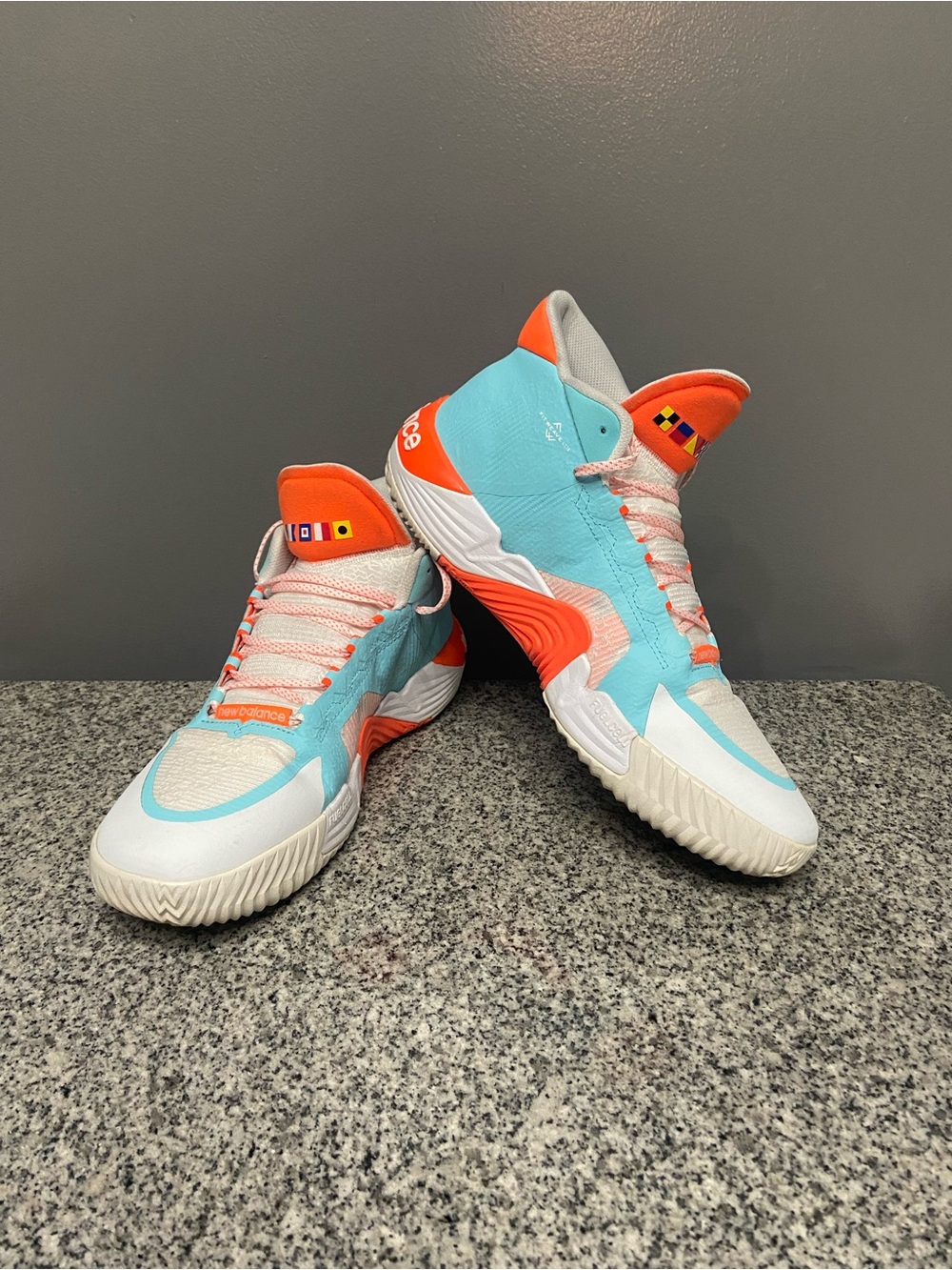 NEW BALANCE Mens KAWHI 2 Clippers 2022 White Orange Blue Sz 13 BBKLSSD2 Athletic